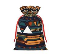 Bgshjvf Linen Ethnic African Pattern Cord Closure Kraft Paper Riser Gift Bag for Christmas Birthday Party