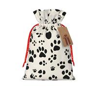 Bgshjvf Linen Gift Bag with Leg and Paw Print with Rope Clasp, Kraft Paper Lifts, for Christmas, Birthdays, Parties