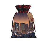 Bgshjvf Los Angeles Skyline Printed Christmas Drawstring Linen Gift Bag Gift Bags in Various Sizes Gift Bags for Gift and Decoration