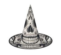 BGSHJVF Mexican Skull Print Trendy Witch Hat,Vintage Wicked Witch Accessories,Party Hats For Halloween Costumes