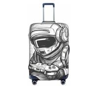 BGSHJVF Monochrome Sketch Style Gaming Print Elastic Suitcase Cover, Luggage Protector with Unique Patterns, Fits 45-90cm Suitcases, White, X-Large, White, XL