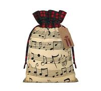 Bgshjvf Musical Notes Print Christmas Drawstring Linen Gift Bag, Gift Bags Multiple Size for Gift and Decorate