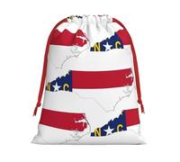 BGSHJVF North Carolina State Flag Map Print Holiday Drawstring Gift Bags, Christmas Gift Wrap Sacks Bags for Christmas Gifts Party Gift
