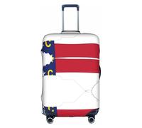BGSHJVF North Carolina State Flag Map Printed Suitcase Cover Elastic Luggage Compartment with Unique Patterns, Fits 18-32 Inch Suitcases, White, S