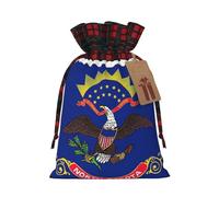 Bgshjvf North Dakota State Flag Map Print Christmas Drawstring Linen Gift Bag, Gift Bags Multiple Sizes for Gift and Decorate