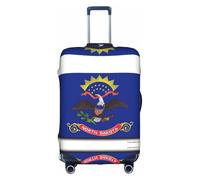 BGSHJVF North Dakota State Flag Map Print Elastic Suitcase Cover, Luggage Protector with Unique Patterns, Fits 45-92 Inch Suitcases, White, M