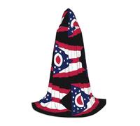 BGSHJVF Ohio State Flag Print Hooded Cloak For Men,Wizard,Vampire And Halloween Costumes,For Role Play And Parties