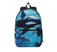 BGSHJVF Orcas Swim By Printed Stylish Travel Backpack, Large Capacity Laptop Bag, Suitable for Work, Travel and Gym, Black, One Size, Black, One Size