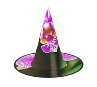 BGSHJVF Orchid Print Trendy Witch Hat,Vintage Wicked Witch Accessories,Party Hats For Halloween Costumes