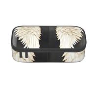 BGSHJVF Oxford Cloth Case High Capacity Angel Feather Print Pen Organizer Multiple Compartments Stylish Design, Black-, Talla única, Fashion, Black -, Talla única, Fashion