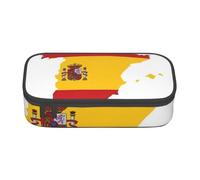 BGSHJVF Oxford Cloth Large Capacity Pencil Case Spanish Flag Card Print for Pencils, Pencils, Multiple Compartments, Stylish Design, Black, Talla única, Trendy, blackone, Talla única, Trendy