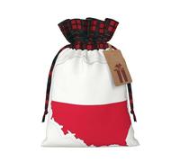 Bgshjvf Polish Flag Map Print Christmas Drawstring Linen Gift Bag, Gift Bags Multiple Sizes for Gift and Decorate