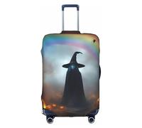 BGSHJVF Rainbow Halloween Ghost Witch Hat Spider Print Elastic Suitcase Cover Luggage Protector with Unique Patterns Fits 45-90cm Suitcases, White, S