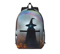 BGSHJVF Rainbow Halloween Ghost Witch Hat Spiders Print Stylish Travel Backpack, Large Capacity Laptop Bag, Suitable For Work, Travel And Gym, Black, One Size, blackone, One Size