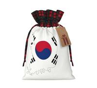 Bgshjvf Republic Of Korea Flag Map Print Christmas Drawstring Linen Gift Bag,Gift Bags Multi-Size For Gifting And Decorating