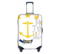 BGSHJVF Rhode Island State Flag Card Print Elastic Suitcase Cover, Luggage Protector with Unique Patterns, Fits 45-90cm Suitcases, White, XL