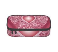 BGSHJVF Romantic Oxford Cloth Pencil Case with Hearts and Multiple Compartments, Black, Talla única, Trendy, blackone, Talla única, Trendy