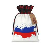 Bgshjvf Russian Flag Map Print Christmas Drawstring Linen Gift Bag, Gift Bags Multiple Sizes for Gift and Decorate