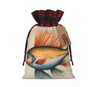 Bgshjvf safflower Flying Fish Print Christmas Drawstring Linen Gift Bag, Gift Bags Multiple Sizes for Gift and Decorate