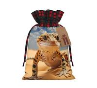 Bgshjvf Sand Leopard Gecko Print Christmas Drawstring Linen Gift Bag, Gift Bags Multiple Sizes for Gift and Decorate