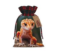 Bgshjvf Sand Leopard Gecko Print Christmas Drawstring Linen Gift Bag, Gift Bags Multiple Sizes for Gift and Decorate