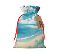 BGSHJVF Seashells On The Beach Print Charming Gift Bag,Drawstring Pouches For Small Gifts,For Jewelry And Party Favors