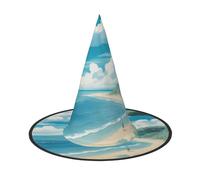 BGSHJVF Seashells On The Beach Print Trendy Witch Hat,Vintage Wicked Witch Accessories,Party Hats For Halloween Costumes