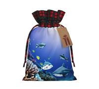 Bgshjvf Shark Swimming Under The Sea Swimming Shark Drawstring Linen Gift Bag Various Sizes Gift Bags Decoration Gift