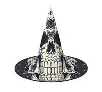 BGSHJVF Skull Yoga And Flower Print Trendy Witch Hat,Vintage Wicked Witch Accessories,Party Hats For Halloween Costumes