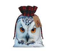 Bgshjvf Snowy Owl Eyes Print Christmas Drawstring Linen Gift Bag, Gift Bags Multiple Sizes for Gift and Decorate