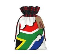 Bgshjvf South African Flag Map Print Christmas Drawstring Linen Gift Bag, Gift Bags Multiple Sizes for Gift and Decorate