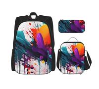 BGSHJVF Splash Print Travel Backpack, Elegant 600D Oxford Fabric, Cooler Bag and Toiletry Bag, Black, One Size, Black, Single Tail, Black, Rozmiar Uniwersalny, Black, Rozmiar Uniwersalny, blackone