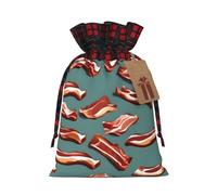 Bgshjvf Streaky Bacon Pattern Print Christmas Drawstring Linen Gift Bag, Gift Bags Multiple Sizes for Gift and Decorate