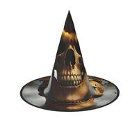 BGSHJVF Sunflower Halloween Skull Print Trendy Witch Hat,Vintage Wicked Witch Accessories,Party Hats For Halloween Costumes