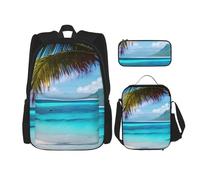 BGSHJVF Tahiti Beach Print Travel Backpack 600D Oxford Cloth Lunch Cosmetic Bag Black One Size Black One Size Black Rozmiar Uniwersalny, Black, Rozmiar Uniwersalny, blackone, Rozmiar uniwersalny