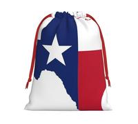 BGSHJVF Texas State Flag Map Print Holiday Drawstring Gift Bags,Christmas Gift Wrapping Sacks Pouches For Xmas Presents Party Favor