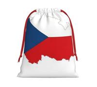 BGSHJVF The Czech Republic Flag Map Print Holiday Drawstring Gift Bags,Christmas Gift Wrapping Sacks Pouches For Xmas Presents Party Favor