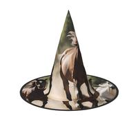 BGSHJVF Three Running Horses Print Trendy Witch Hat,Vintage Wicked Witch Accessories,Party Hats For Halloween Costumes