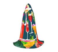 BGSHJVF Tropical Cocktail Print Hooded Cloak For Men,Wizard,Vampire And Halloween Costumes,For Role Play And Parties
