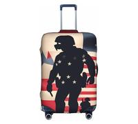 BGSHJVF Us Military Soldiers Patriotic Memorial Day Print Elastic Suitcase Cover,Luggage Protector With Unique Patterns,Fits 18-32 Inch Suitcases, White, S