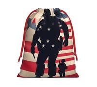 BGSHJVF Us Military Soldiers Patriotic Memorial Day Print Holiday Drawstring Gift Bags,Christmas Gift Wrapping Sacks Pouches For Xmas Presents Party Favor