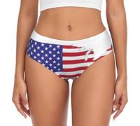 BGSHJVF USA Flag Map Print Women's Briefs, Soft And Comfortable Cotton Panties, For Daily Wear, blackone, S