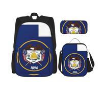 BGSHJVF Utah Flag Map Print Travel Backpack Set, Elegant 600d Oxford Cloth, Insulated Lunch Bag and Makeup Bag, Black, One Size, blackone, One Size