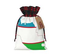 Bgshjvf Uzbekistan Flag Map Print Christmas Drawstring Linen Gift Bag,Gift Bags Multi-Size For Gifting And Decorating
