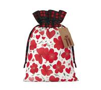 Bgshjvf Valentine's Day Linen Gift Bag Red Heart Flower Design Gift Bags in Various Sizes Gift Bags for Gift and Decoration