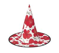 BGSHJVF Valentine'S Day Red Heart Flower Print Trendy Witch Hat,Vintage Wicked Witch Accessories,Party Hats For Halloween Costumes