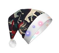 BGSHJVF Various Kinds Of Horses Print Festive Santa Hat With Led Lights,Perfect For Festive Parties And Seasonal Decor