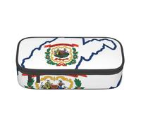BGSHJVF West Virginia State Flag Map Oxford Cloth Case, Pen Organizer, Multiple Compartments, Stylish Design, Black - Talla única, Fashion, Black -, Talla única, Fashion