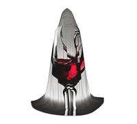 BGSHJVF Wine Glass Print Hooded Cloak For Men,Wizard,Vampire And Halloween Costumes,For Role Play And Parties