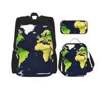 BGSHJVF World Map Print Travel Backpack, Elegant 600D Oxford Fabric, Lunch and Makeup Bag, Black, One Size, Black, One Size, Black, Rozmiar Uniwersalny, Black, Rozmiar Uniwersalny, Black, Rozmiar